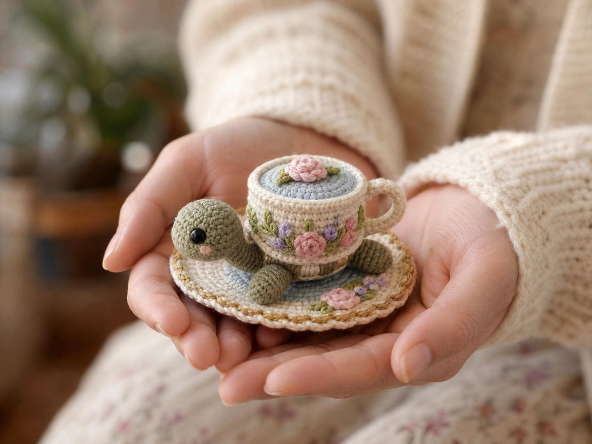 Teacup Turtle Crochet Pattern – Amigurumi Tea Party Toy (PDF Download)