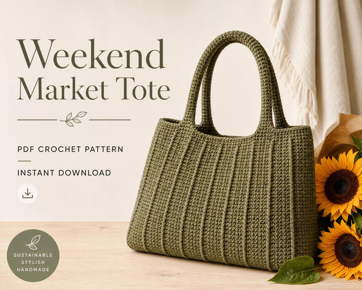 Weekend Market Tote Crochet Pattern, Ribbed Texture Bag PDF, Sustainable Shopper, Intermediate