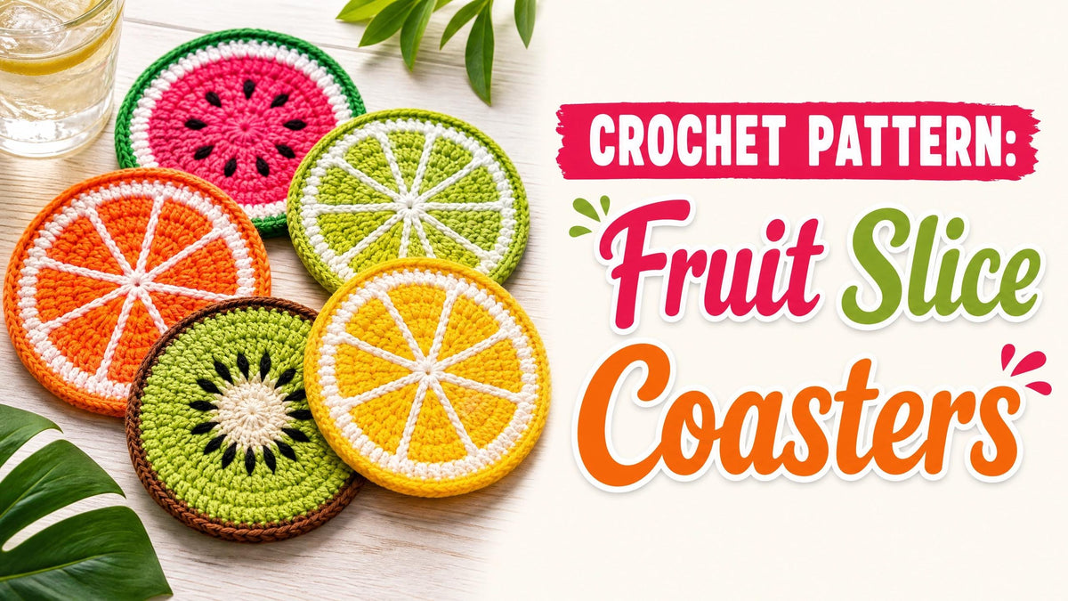 Crochet Fruit Coaster Pattern – Watermelon, Lemon, Lime, Orange, Kiwi (PDF Download)