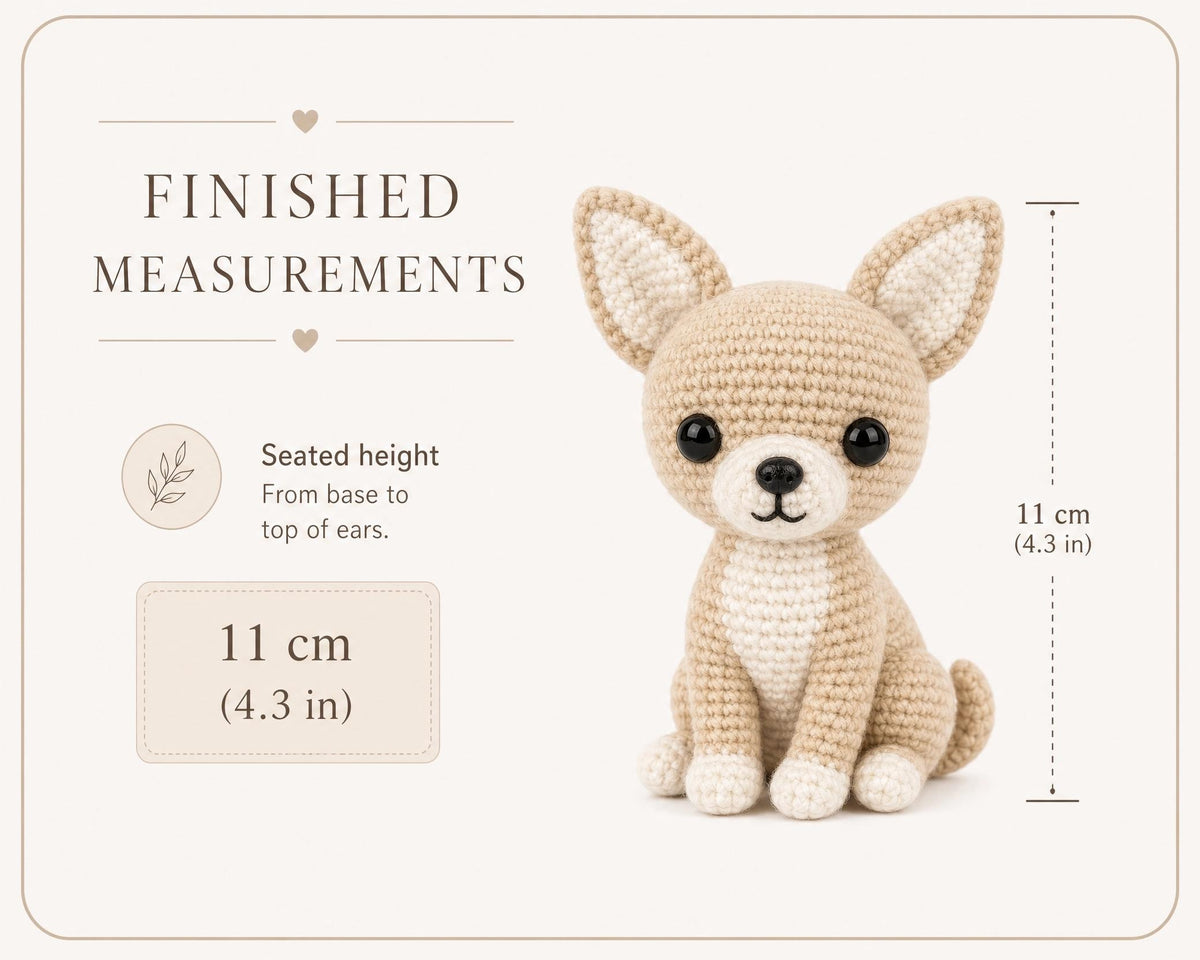 Little Chihuahua Amigurumi Crochet Pattern | Sitting Puppy Plushie PDF (Instant Download)