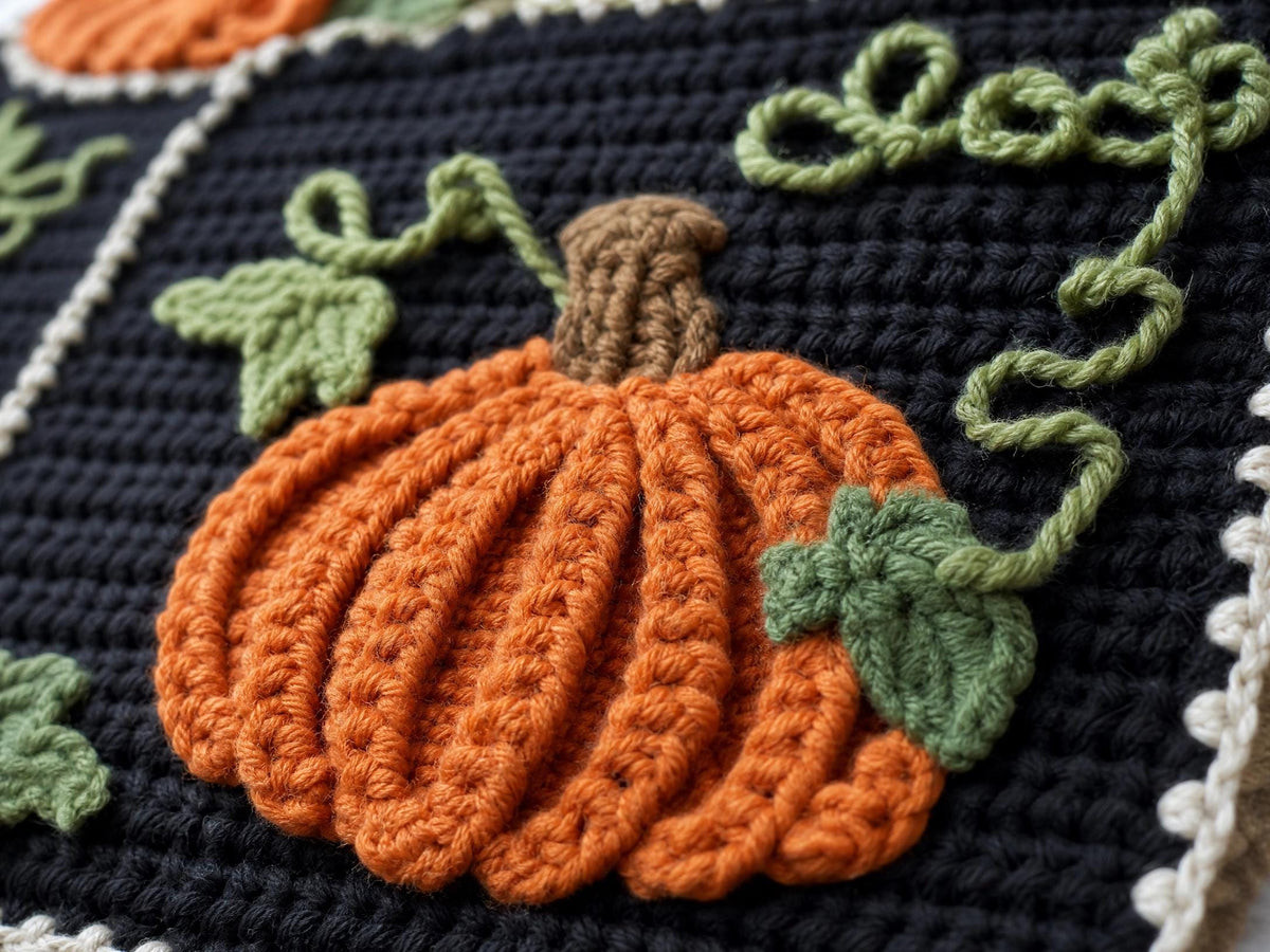 Midnight Pumpkin Patch Crochet Square Pattern | Beginner Friendly Fall Decor (PDF Download)