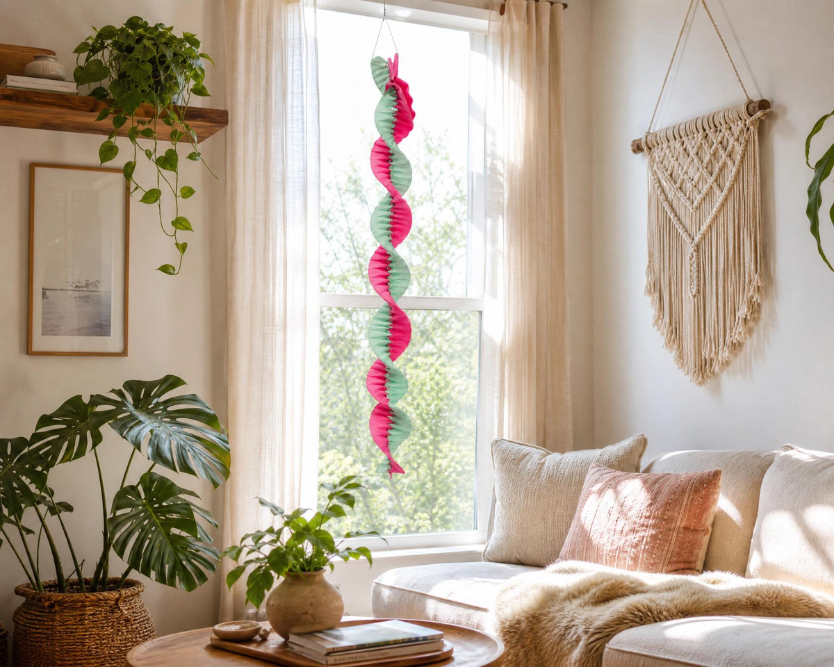 Twisted Spiral Ruffle Hanging Crochet Pattern, Boho Wall Decor (PDF Download)