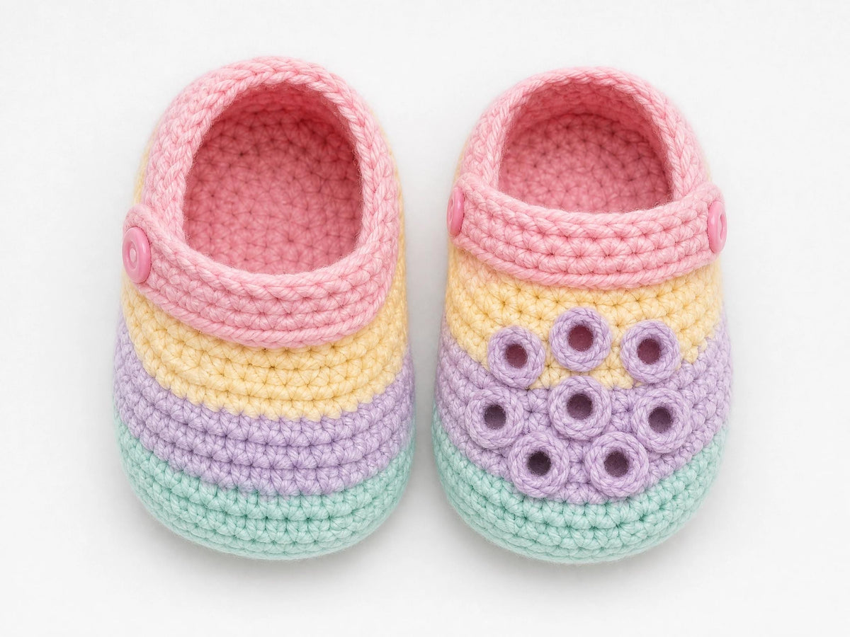 Rainbow Baby Crocs Crochet Pattern - Easy Beginner Clog Booties (PDF) + VIDEO