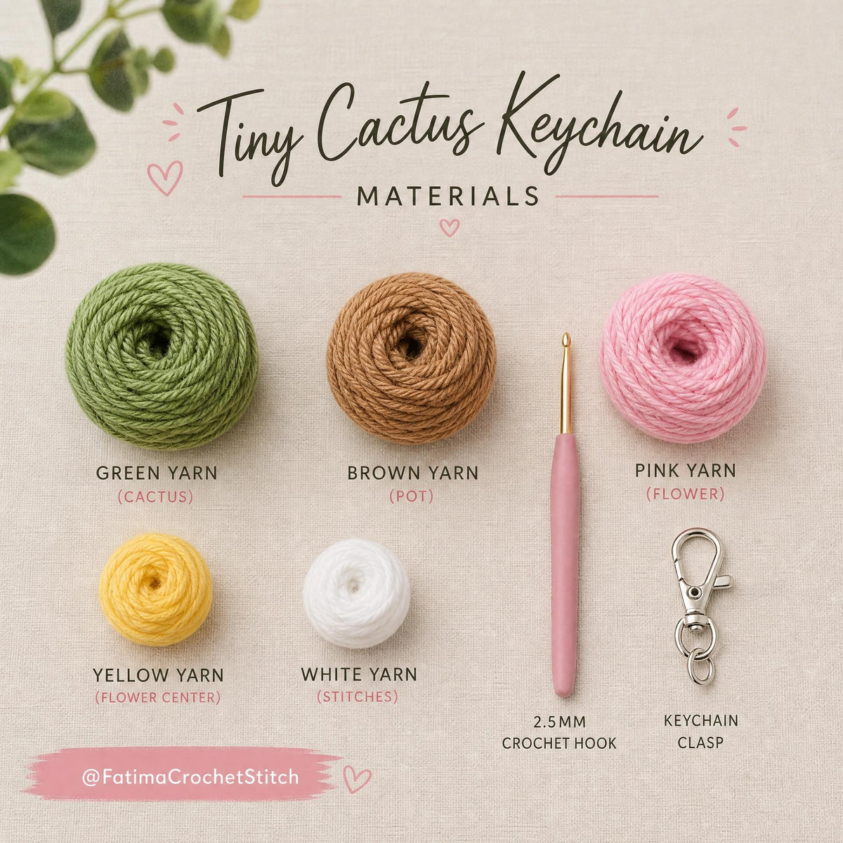 Tiny Cactus Crochet Keychain Pattern | Amigurumi Succulent Bag Charm PDF