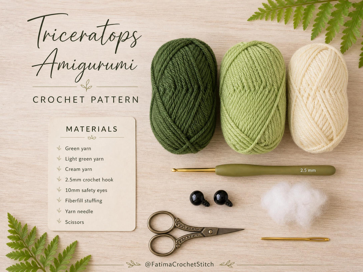 Triceratops Amigurumi Crochet Pattern | Intermediate Dino PDF Toy Tutorial