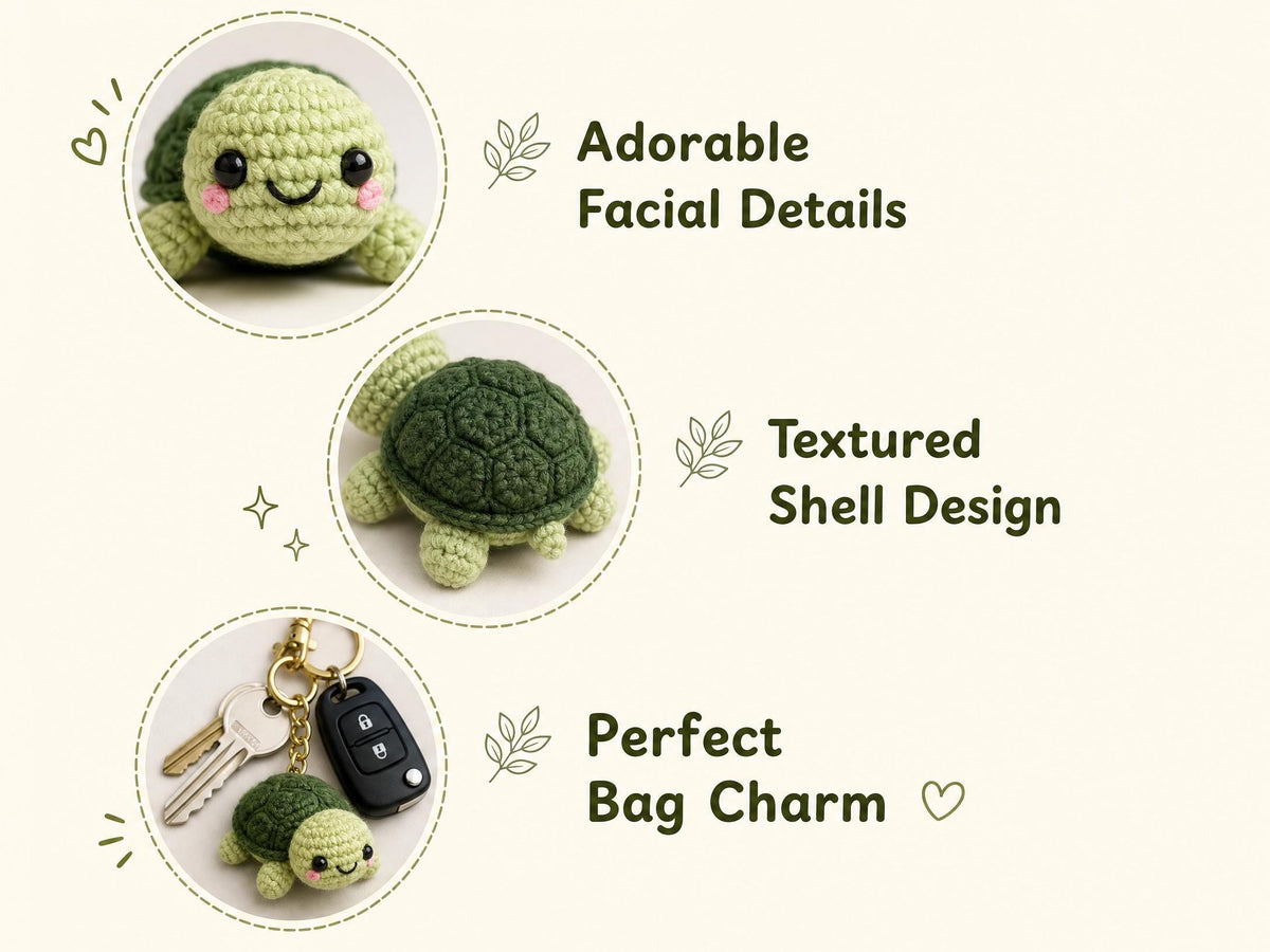 Mini Turtle Keychain Crochet Pattern | Amigurumi Turtle PDF | Beginner Friendly