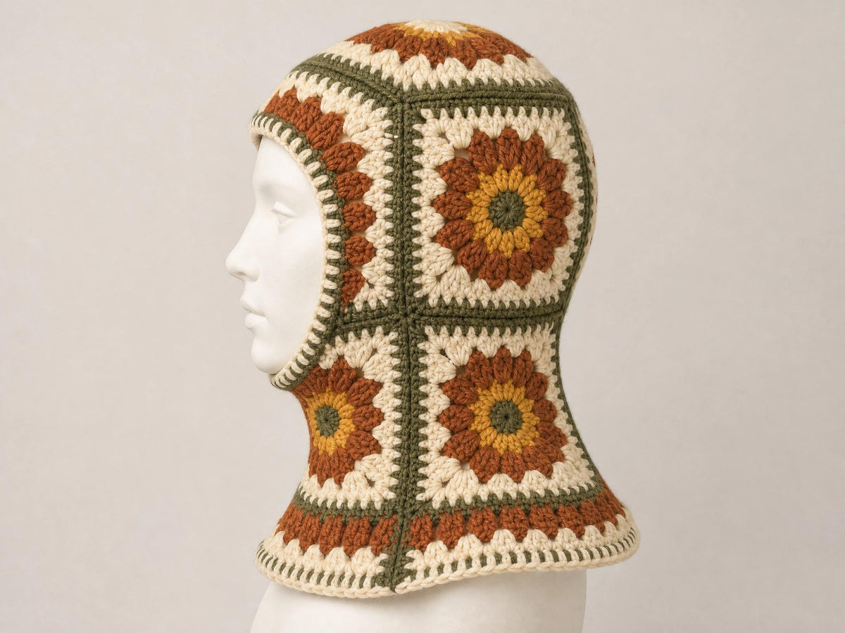 Retro Sunburst Balaclava Crochet Pattern - Beginner Friendly Digital Download