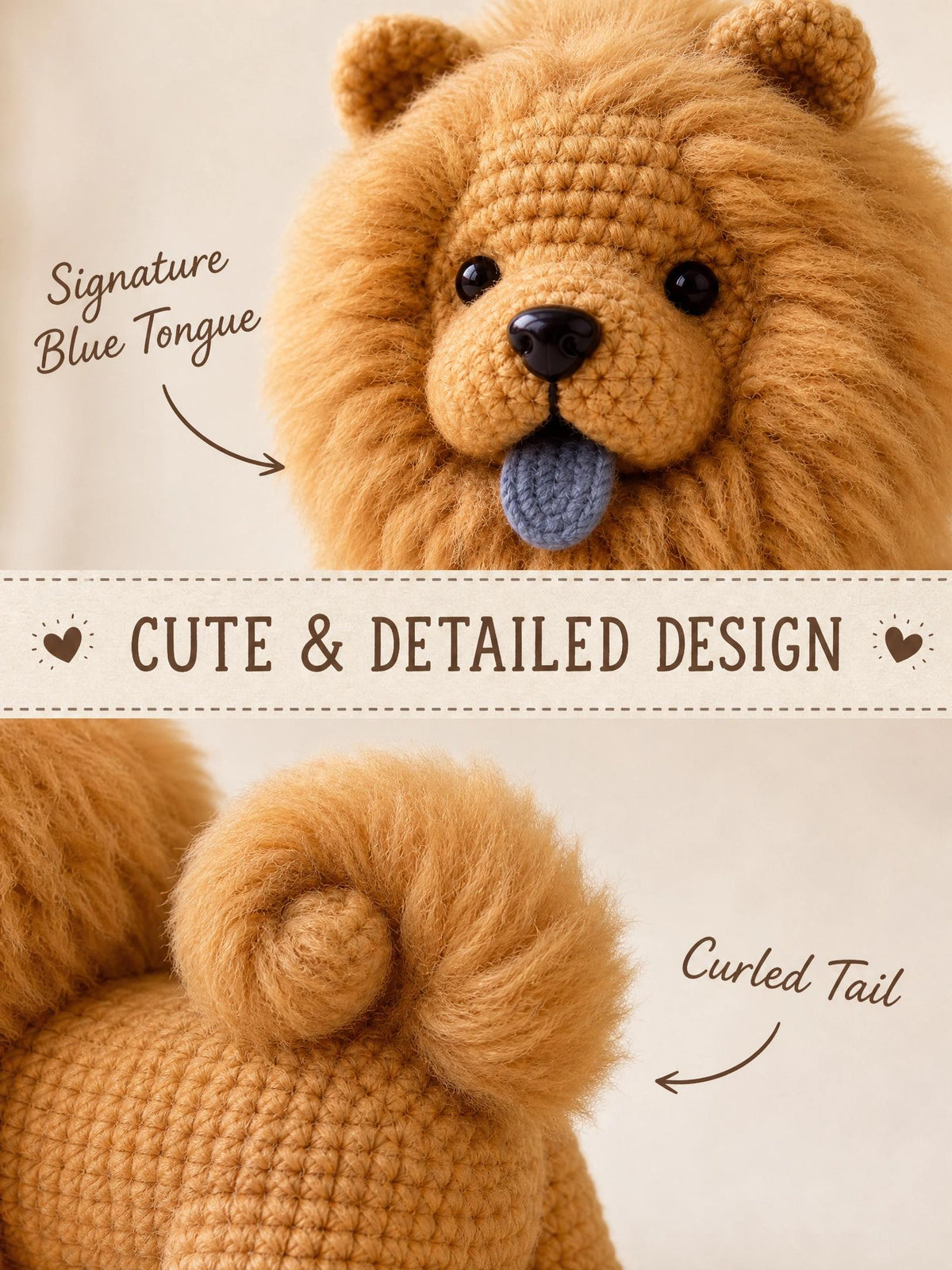 Chow Chow Amigurumi Crochet Pattern | Fluffy Dog Plushie Tutorial (PDF Download)