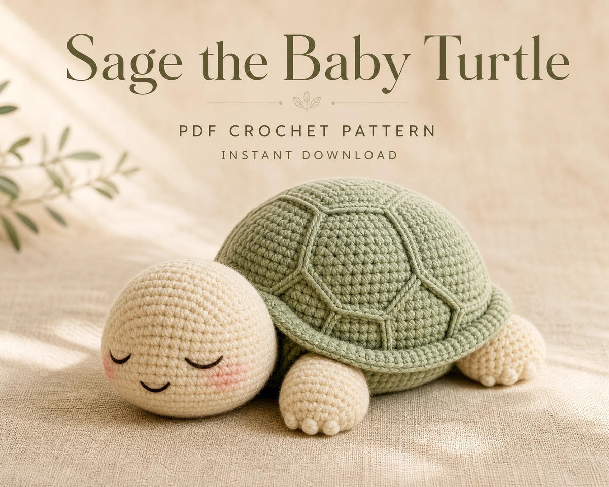 Sage Baby Turtle Amigurumi Crochet Pattern | Beginner Friendly Sea Turtle PDF