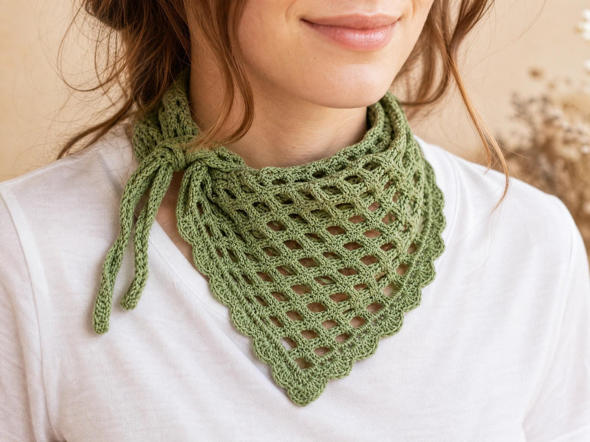 Boho Diamond Mesh Bandana Crochet Pattern | Beginner Friendly | 5 Color Options | Wearable 3 Ways | Instant Download PDF