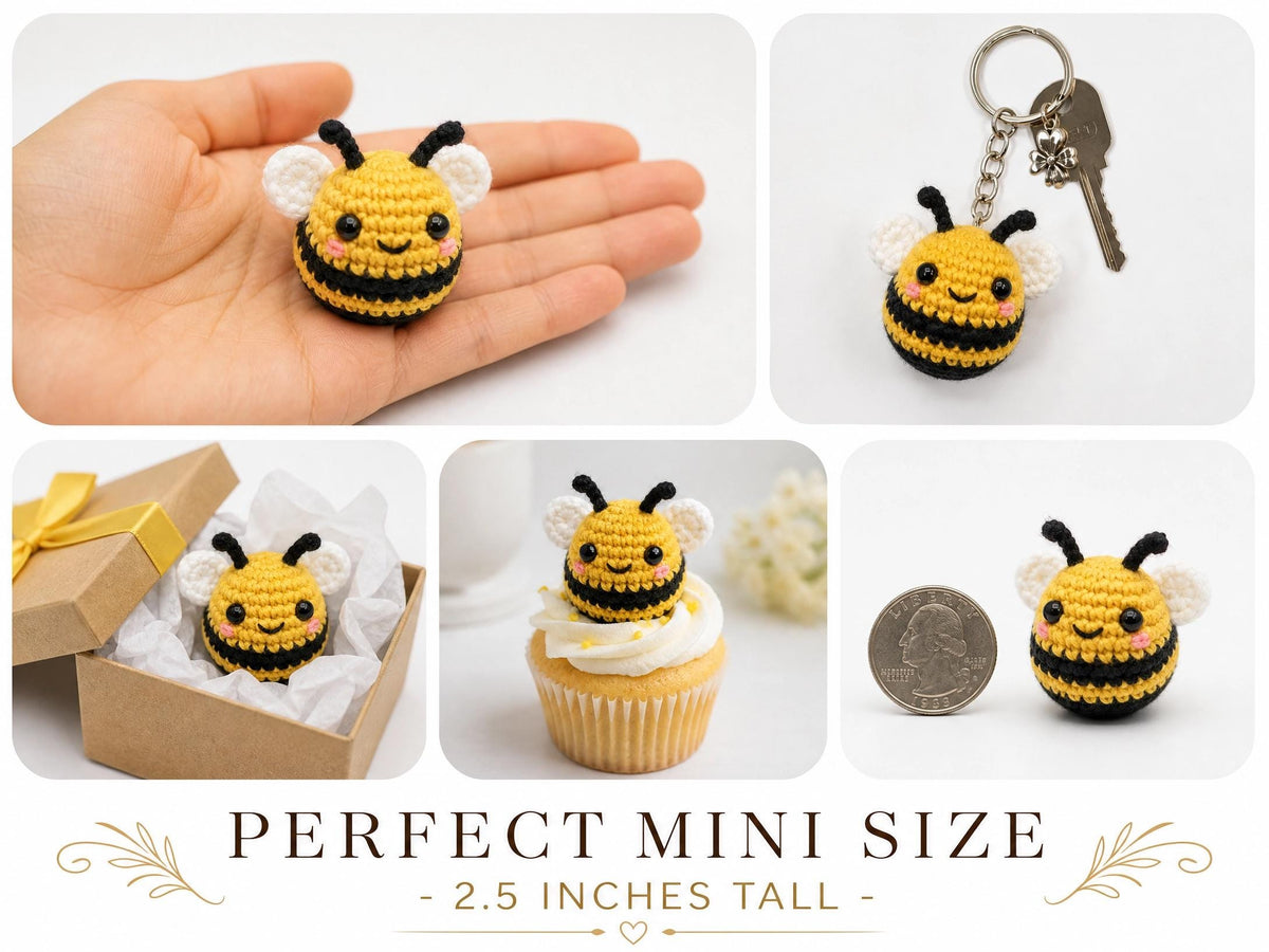 Mini Bee Crochet Pattern | Beginner Friendly Amigurumi PDF (Digital Download)