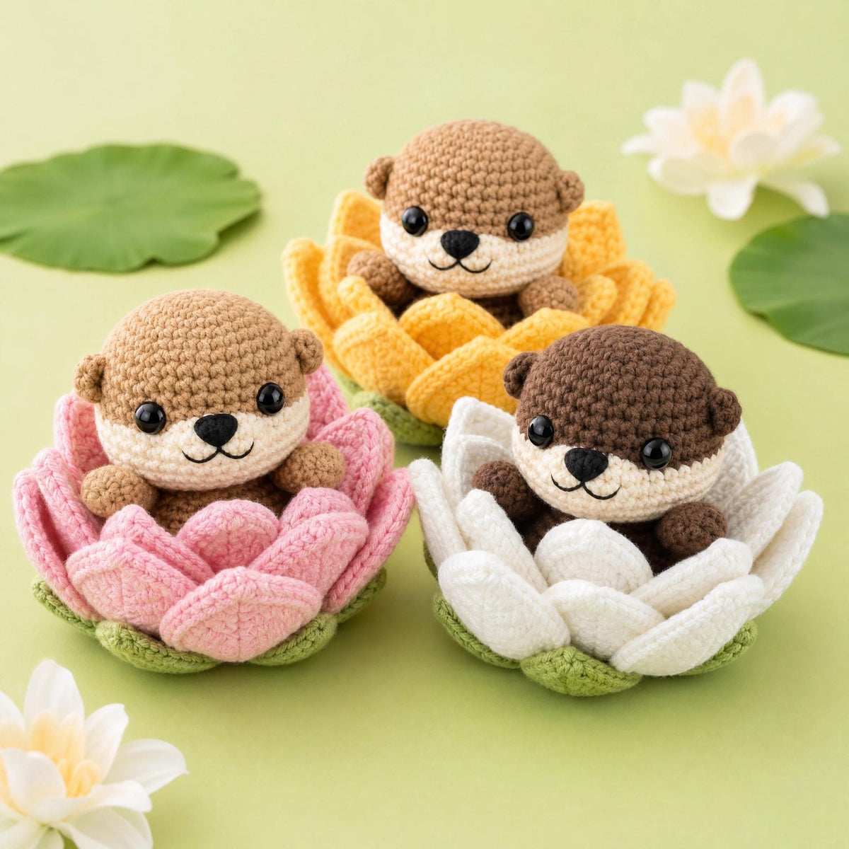 Lucky Lotus Baby Otter Crochet Pattern – Beginner Amigurumi Toy (Digital Download)