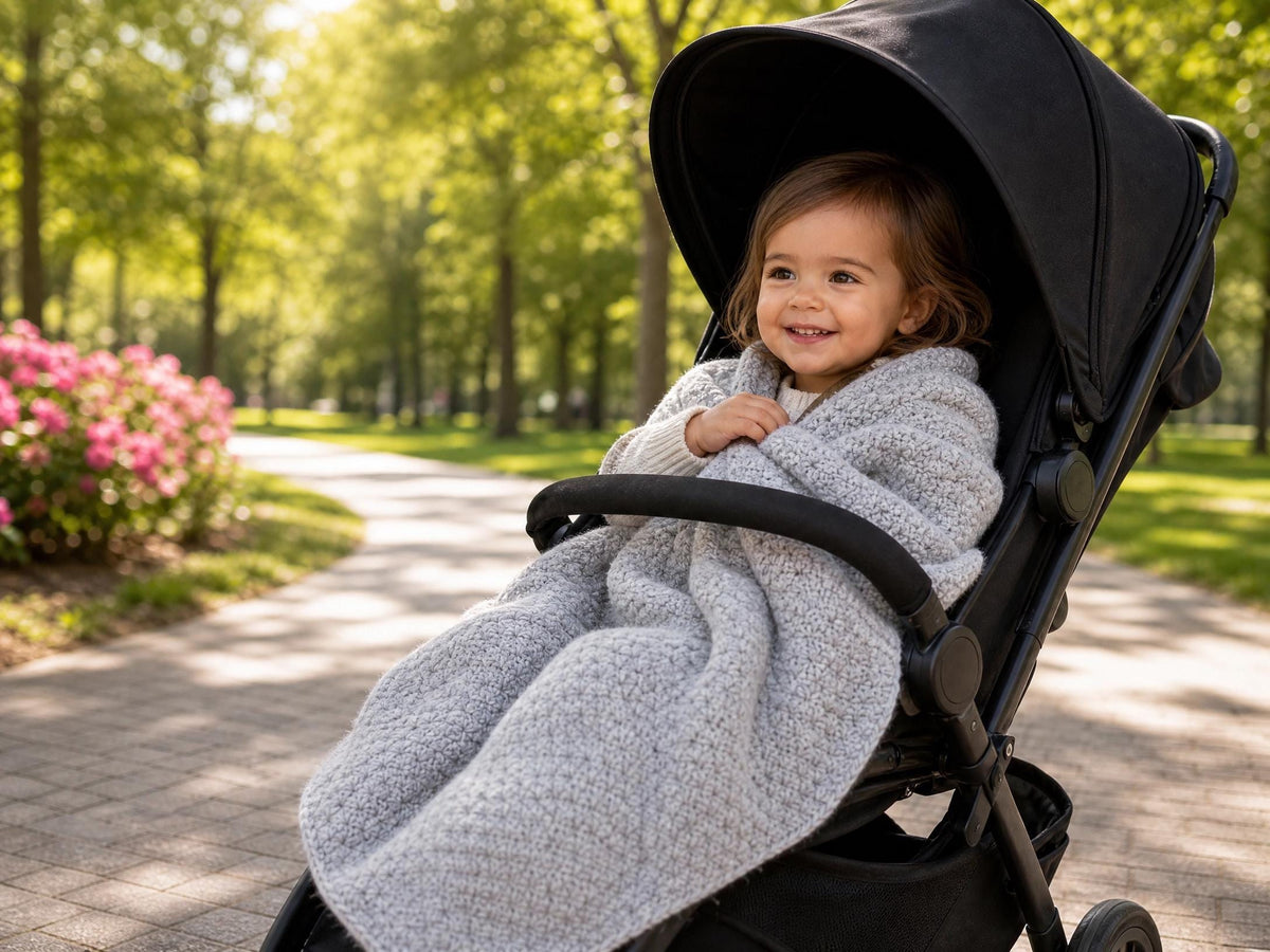 Chunky Moss Stitch Stroller Blanket Crochet Pattern | Beginner Toddler PDF