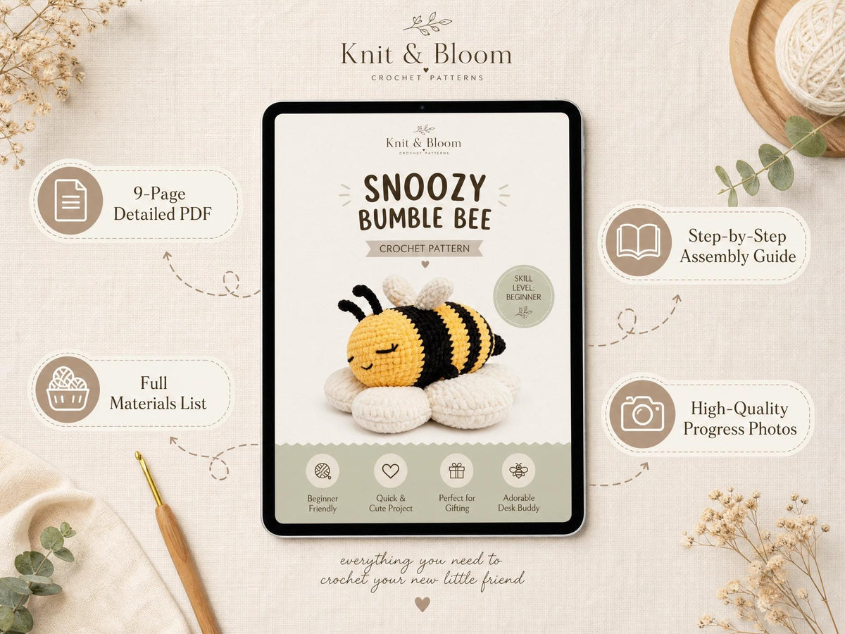 Amigurumi Bee Crochet Pattern, Beginner Friendly Bumblebee PDF Tutorial (Instant Download)