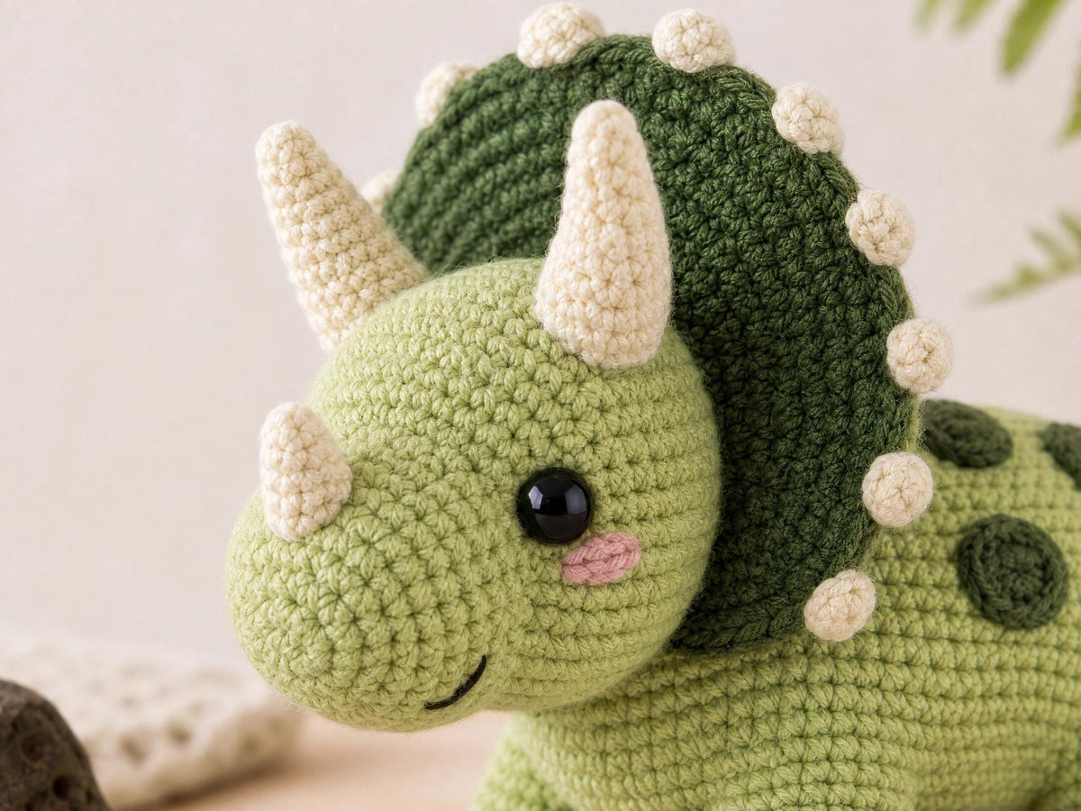 Triceratops Amigurumi Crochet Pattern | Intermediate Dino PDF Toy Tutorial