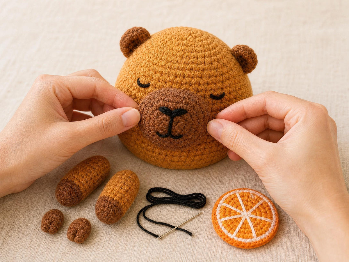 Capybara Amigurumi Pattern: Beginner Crochet PDF with Orange-Slice Hat
