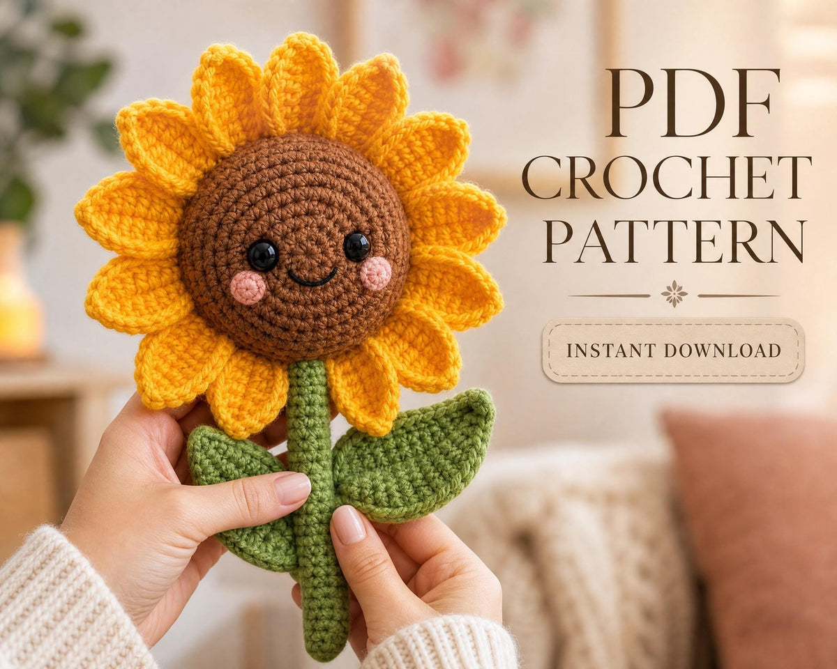 Smiling Sunflower Crochet Pattern | Amigurumi Flower Tutorial (PDF Download)