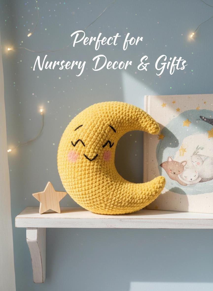 Amigurumi Moon Crochet Pattern | Beginner-Friendly Crescent Moon (PDF Download)