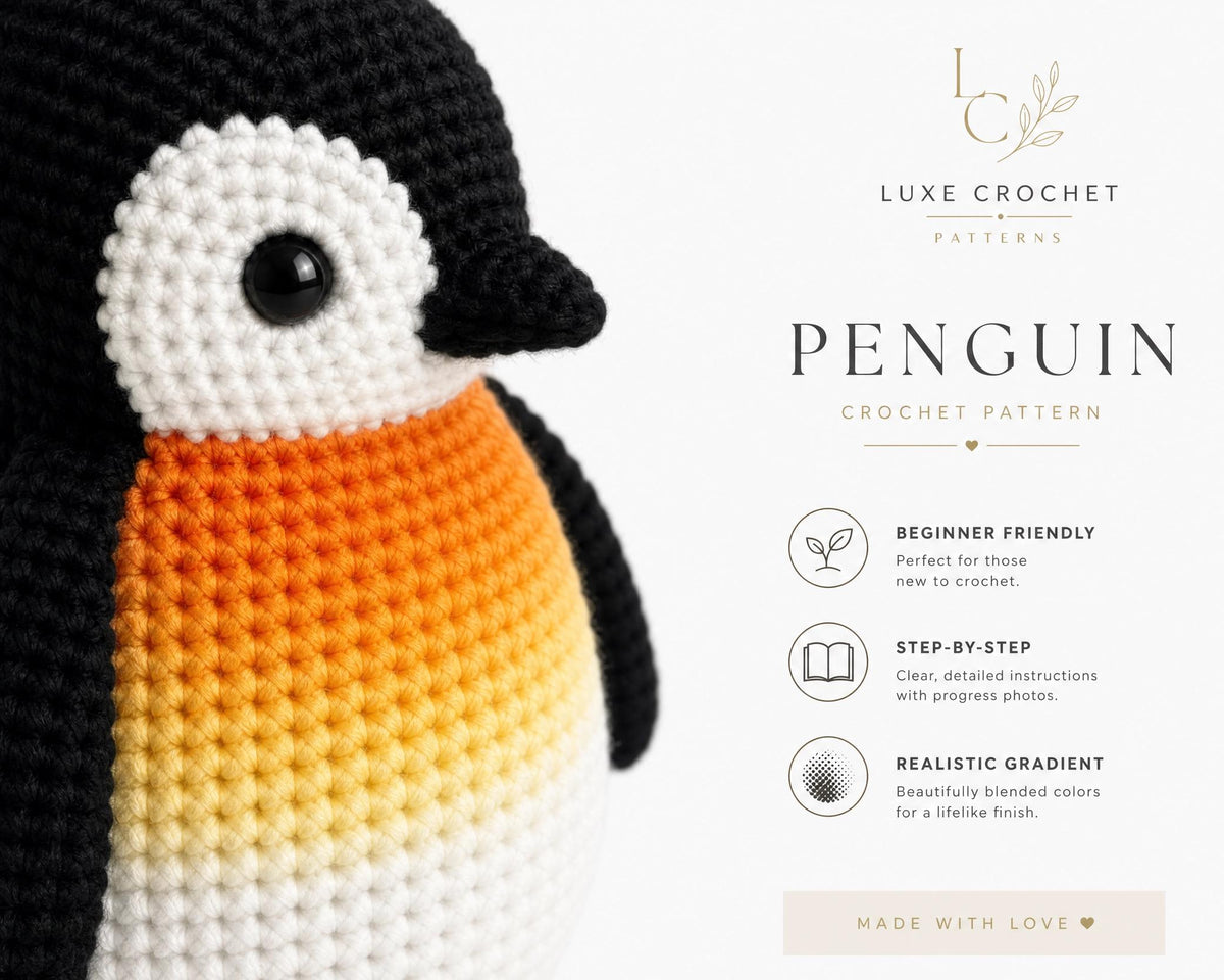 Emperor Penguin Amigurumi Crochet Pattern, Beginner Friendly Stuffed Animal PDF