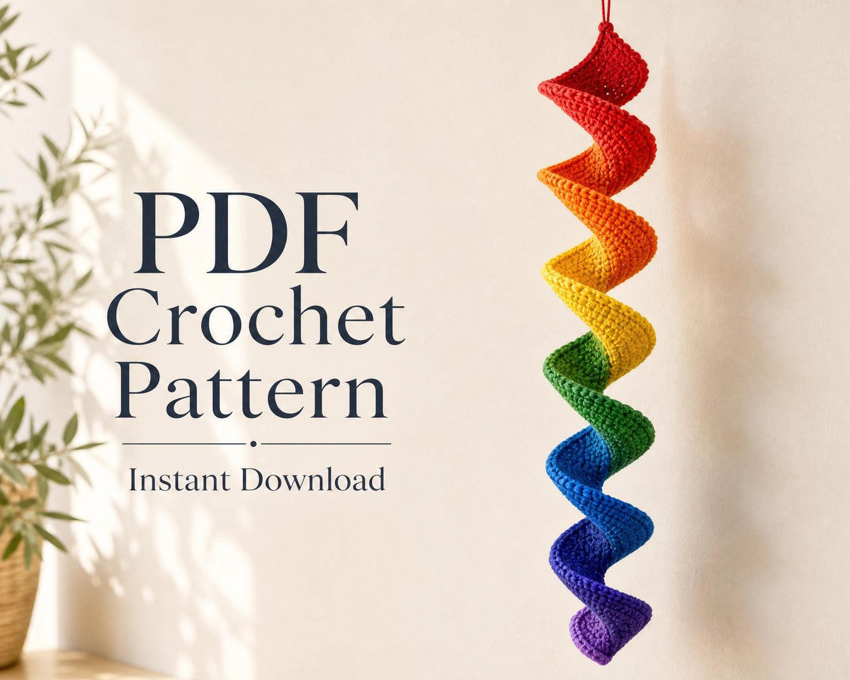 Crochet Pattern Rainbow Wind Spinner, Beginner Friendly Hanging Decor, Instant Download PDF