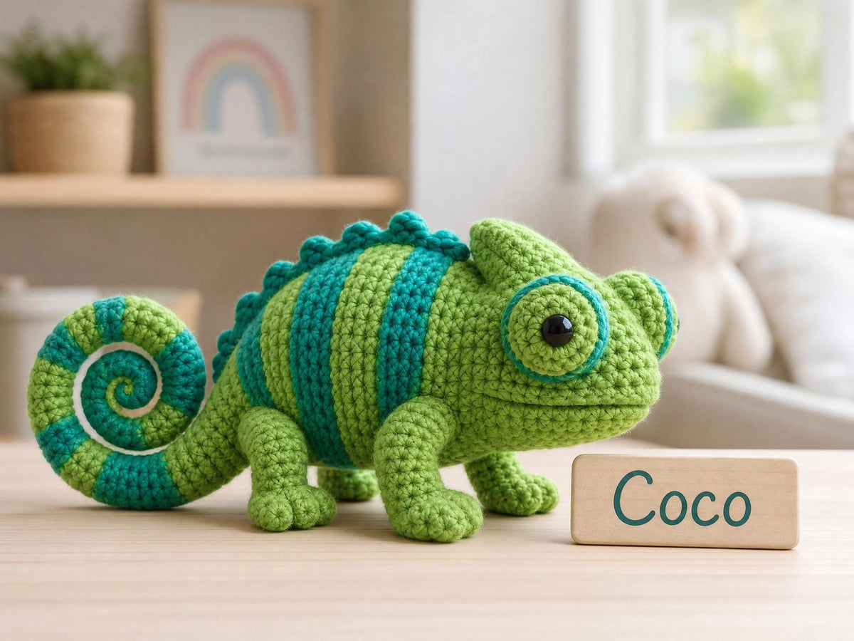 Coco the Beginner Chameleon Crochet Pattern | Amigurumi Lizard PDF | Easy Animal Toy DIY