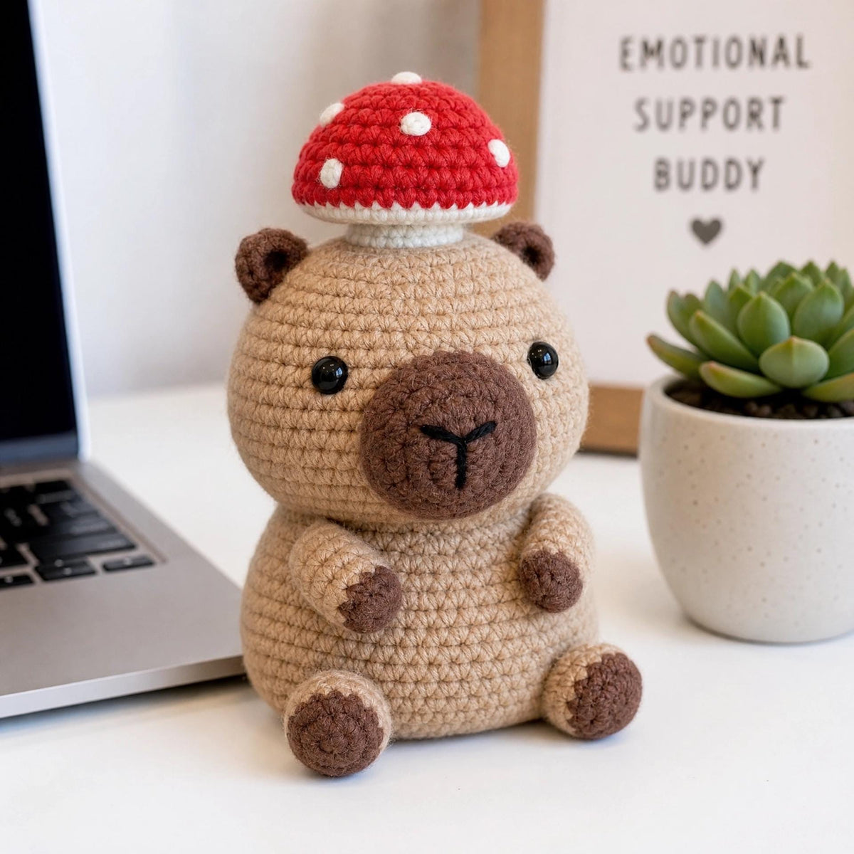 Crochet Capybara Pattern | Mushroom Hat Amigurumi PDF (Digital Download)