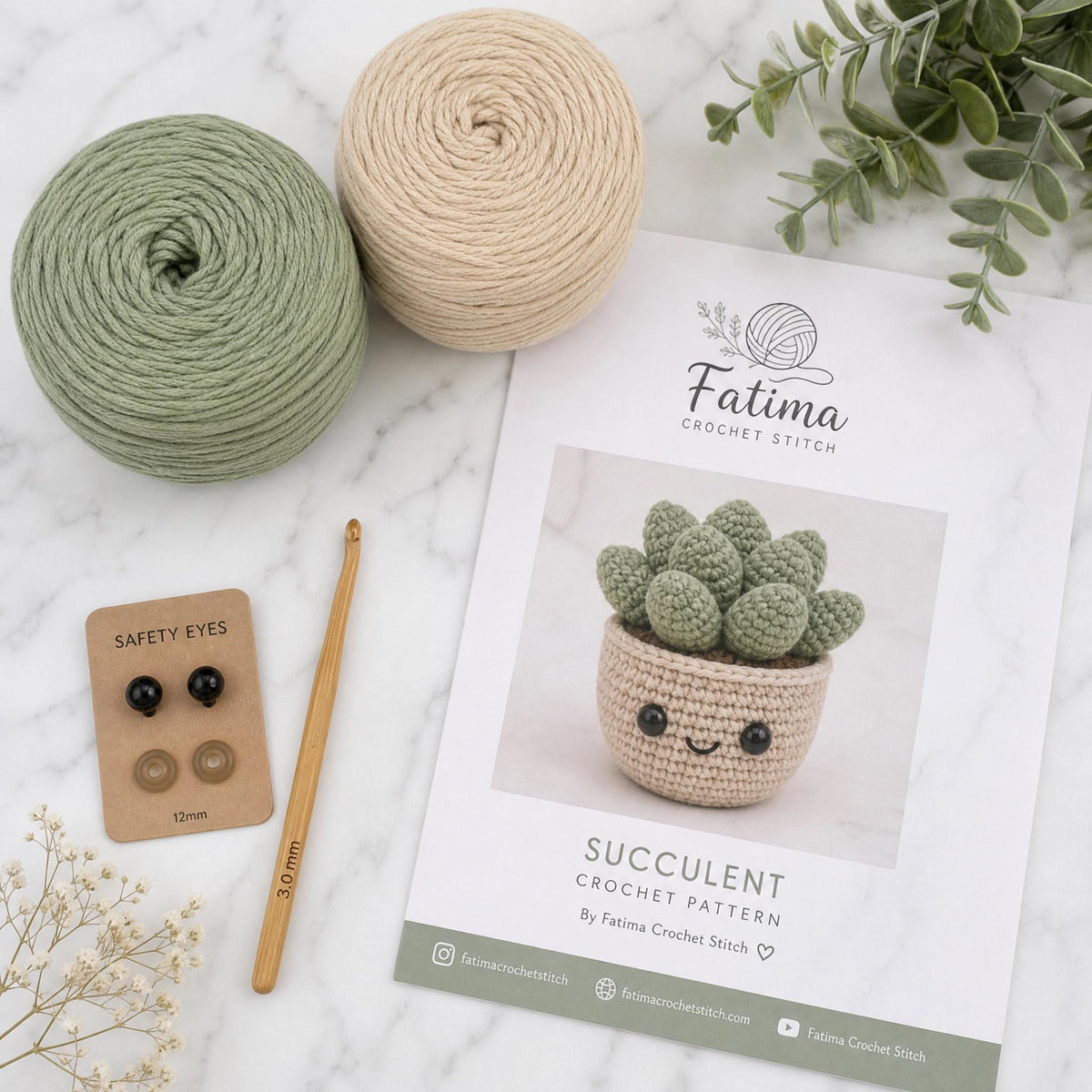 Beginner Crochet Pattern: Hanging Car Succulent Amigurumi – Easy Plant Charm (PDF Download)