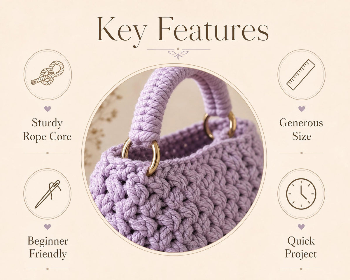 Lavender Crochet Rope Basket Pattern | Sturdy Nursery Storage (PDF Download)