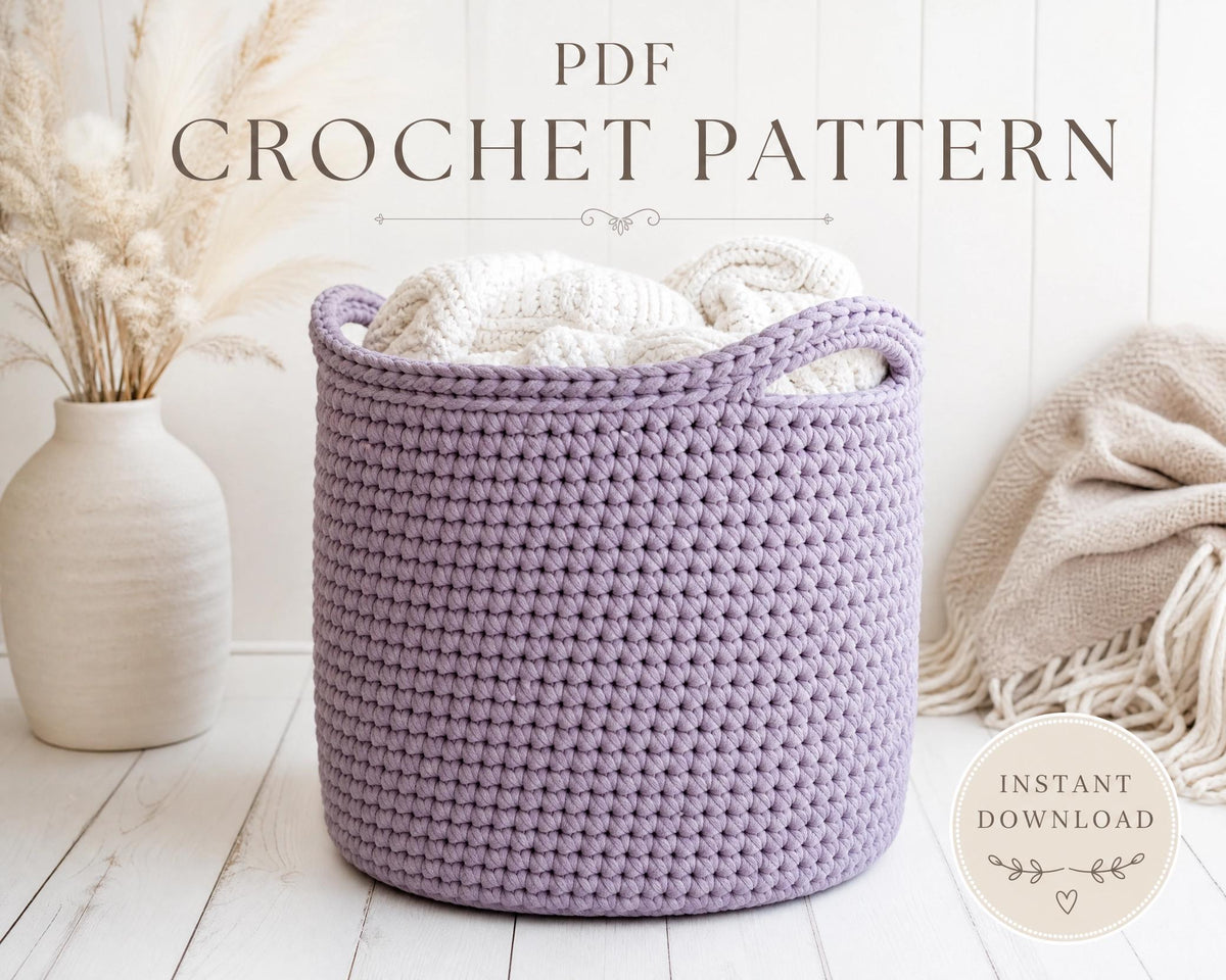 Lavender Crochet Rope Basket Pattern | Sturdy Nursery Storage (PDF Download)