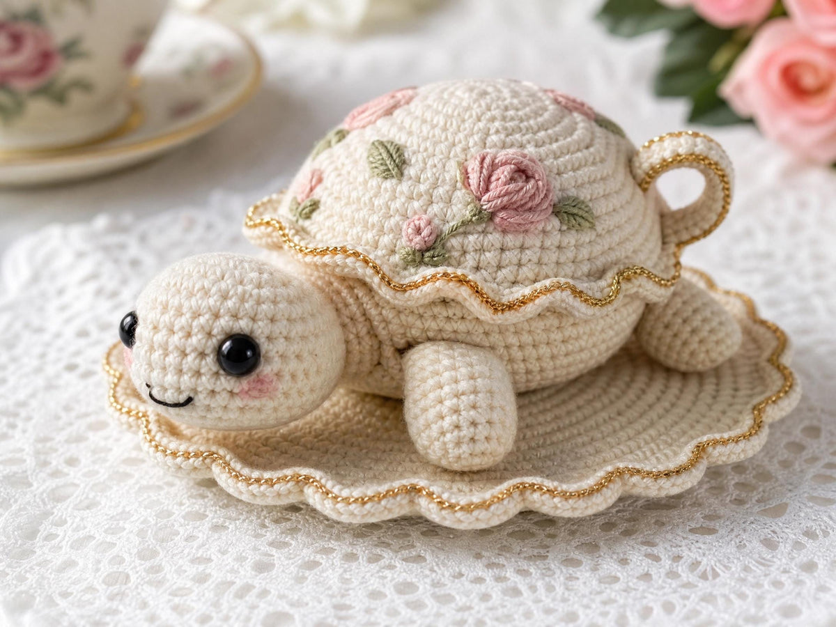 Teacup Turtle Crochet Pattern – Amigurumi Tea Party Toy (PDF Download)