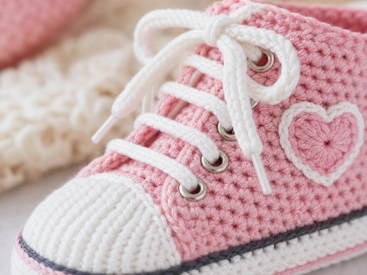 Pastel High-Top Sneaker Booties Crochet Pattern - Beginner-Friendly Mirrored Design (PDF)