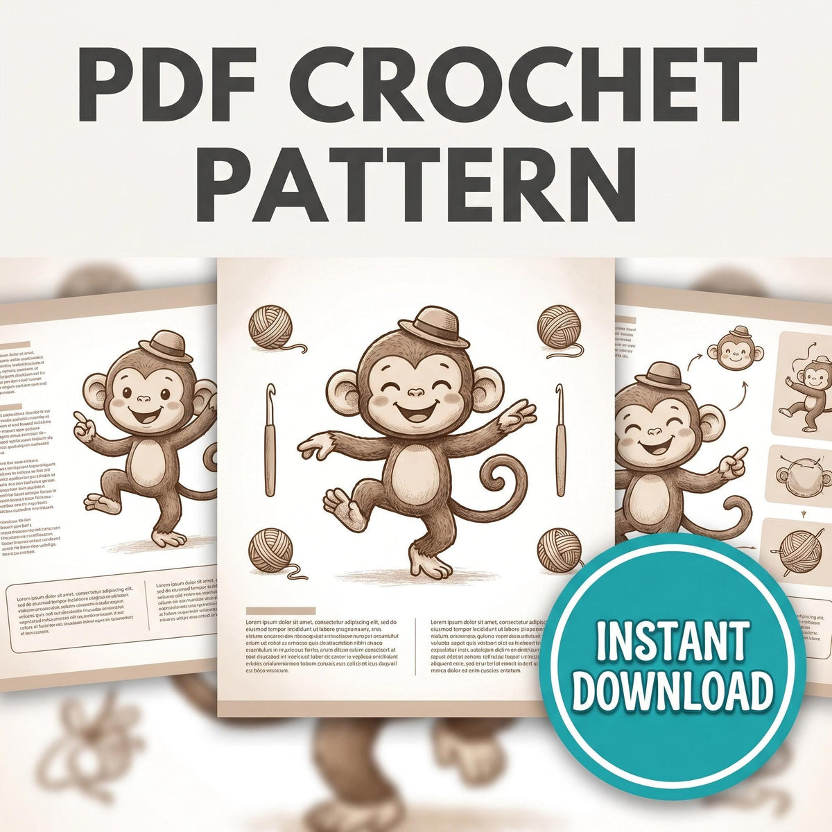 Mia Dancing Monkey Crochet Pattern – Advanced Amigurumi PDF (Instant Download)