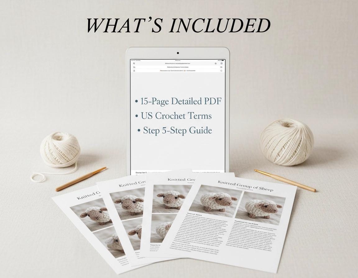 Knitted Sheep Amigurumi Pattern PDF | Beginner Friendly Farm Animal Toy | Step-by-Step Instant Download