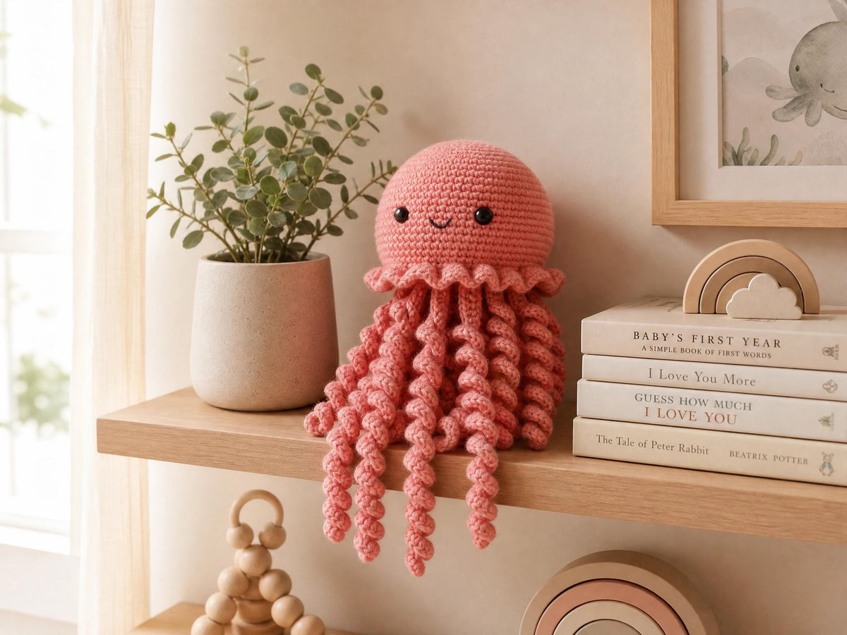 Crochet Jellyfish Pattern | Beginner Amigurumi Plushie, Velvet Yarn Toy (PDF Download)