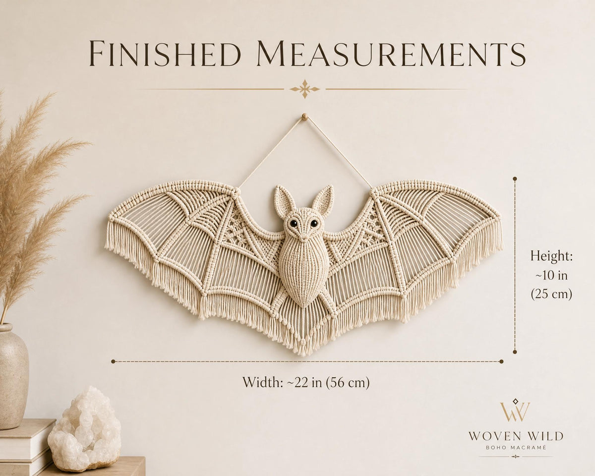 Boho Bat Macrame Wall Hanging Crochet Pattern, Gothic Nursery Art (PDF Download)