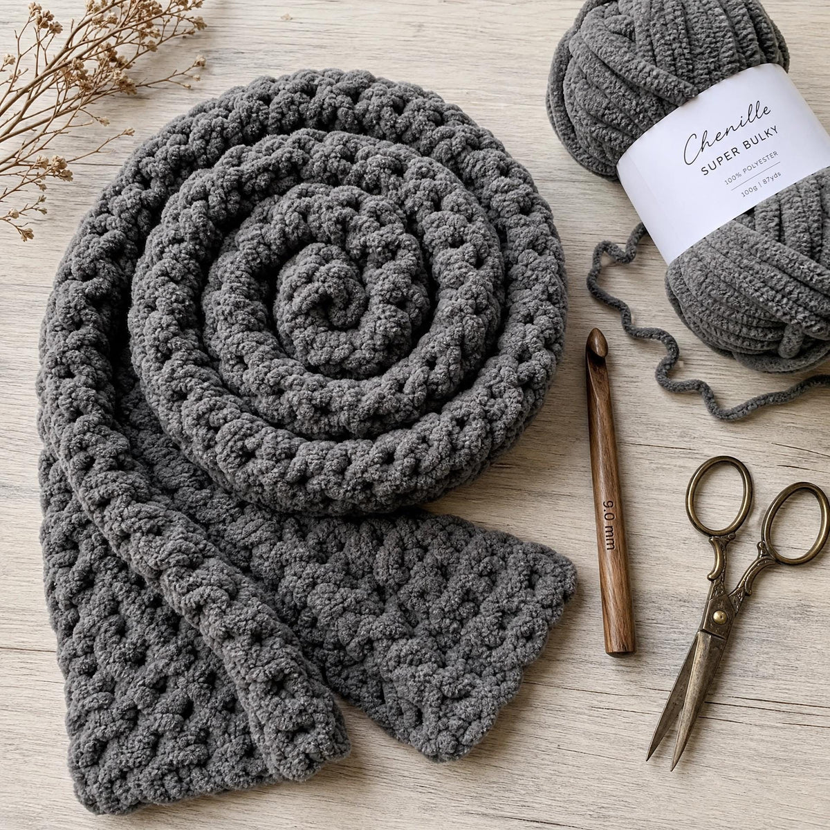 Driftwood Wrap Scarf Crochet Pattern | Beginner Chunky Scarf, Super Bulky Yarn (Digital Download)