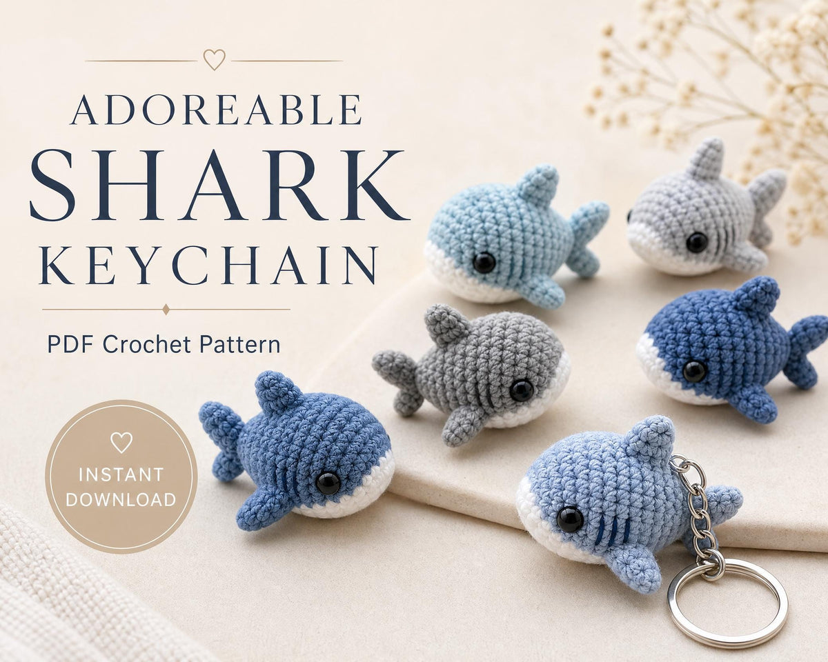 Crochet Shark Keychain Pattern, Amigurumi Mini Plushie, Beginner Friendly (PDF Download)