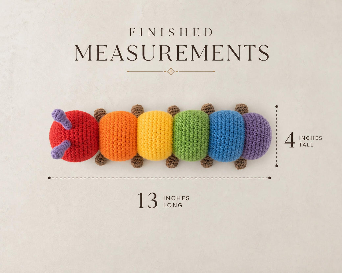 Amigurumi Caterpillar Crochet Pattern, Beginner Rainbow Bug Toy (PDF Download)