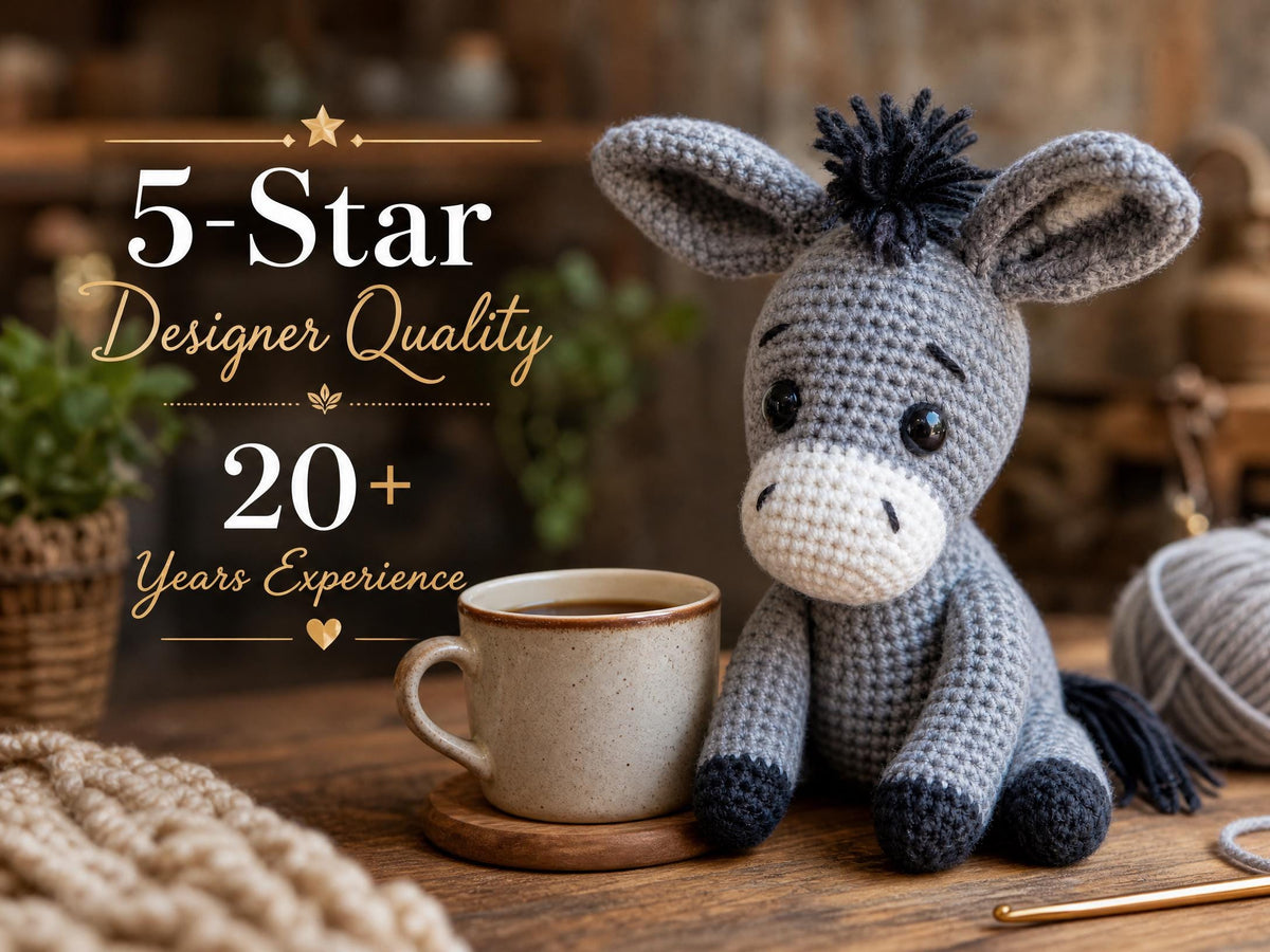 Beginner Crochet Donkey Amigurumi Pattern – Easy Stuffed Animal PDF (Digital Download)