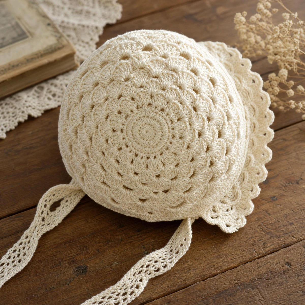 Heirloom Lace Baby Bonnet Crochet Pattern – Beginner-Friendly (Digital PDF)