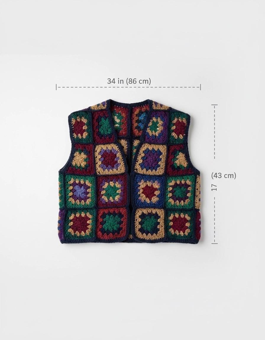 Granny Square Vest Crochet Pattern, Tailored Waistcoat, Button Front Crop Top, Boho Chic (PDF)