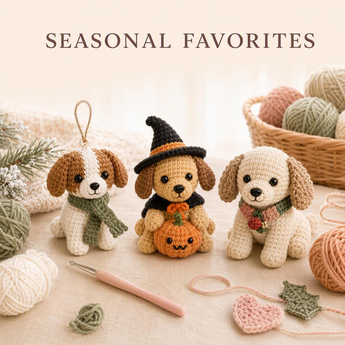 50 Dog Amigurumi Crochet Patterns, Puppy Toys, Keychains, Ornaments (Digital Download)