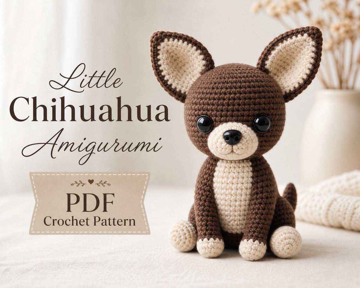 Little Chihuahua Amigurumi Crochet Pattern | Sitting Puppy Plushie PDF (Instant Download)