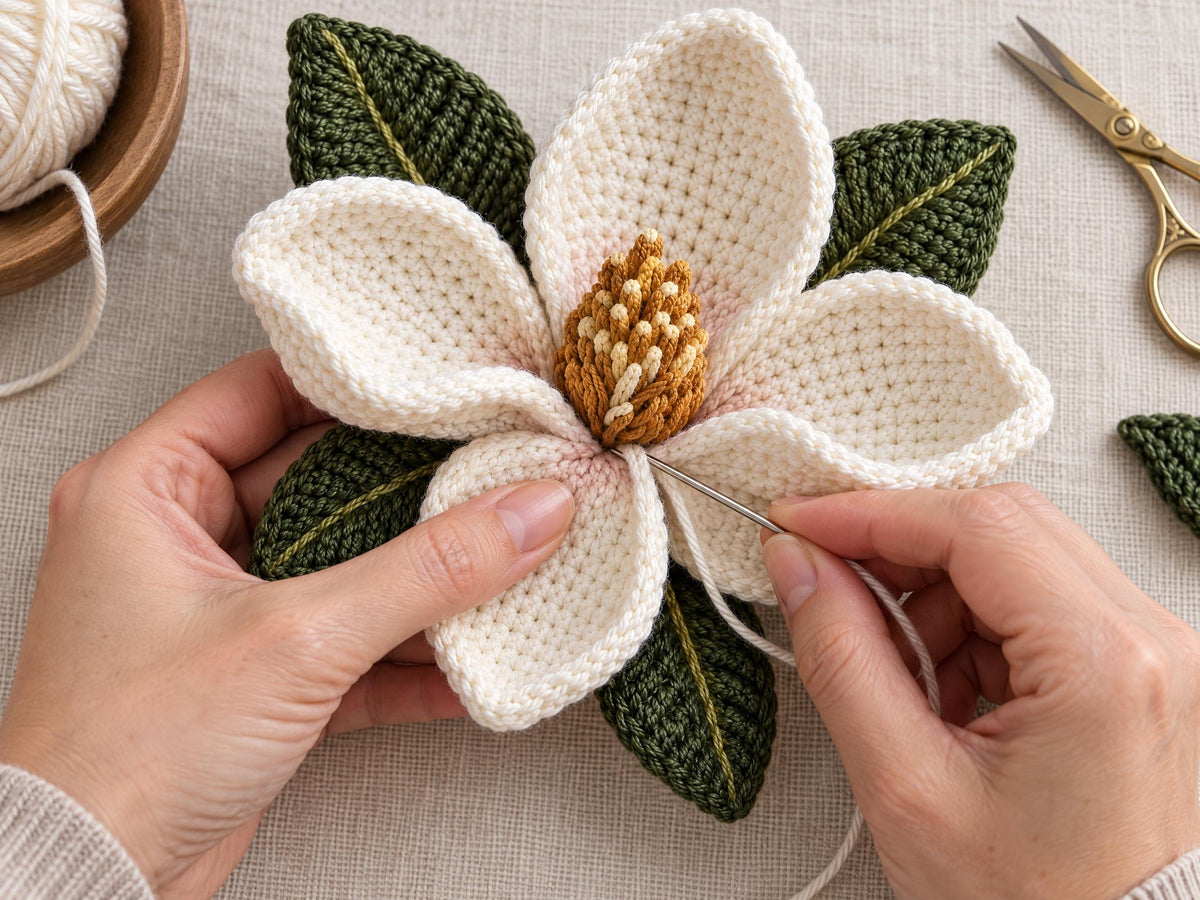 Crochet Flower Pattern: Beginner Magnolia PDF Guide (Digital Download)