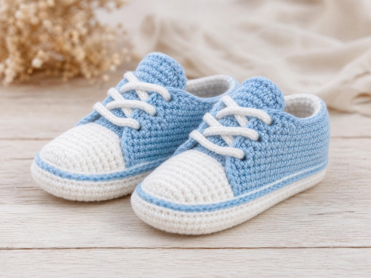 Beginner Baby Sneakers Crochet Pattern (3-6 Months) | Step-by-Step | Instant Download PDF | Easy Amigurumi Shoes