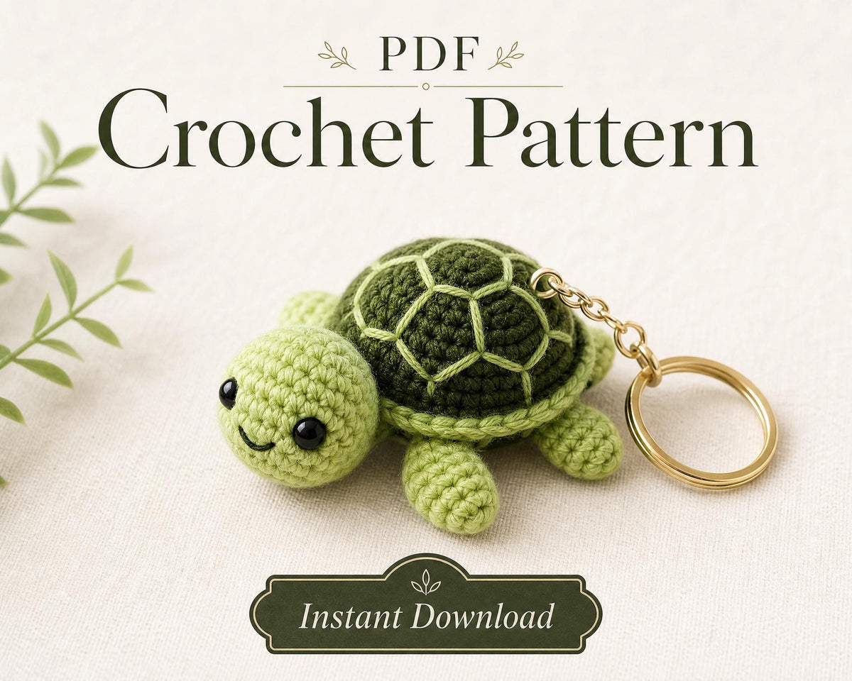 Turtle Keychain Crochet Pattern | Easy Amigurumi Bag Charm PDF | Tiny Animal Toy Instant Download