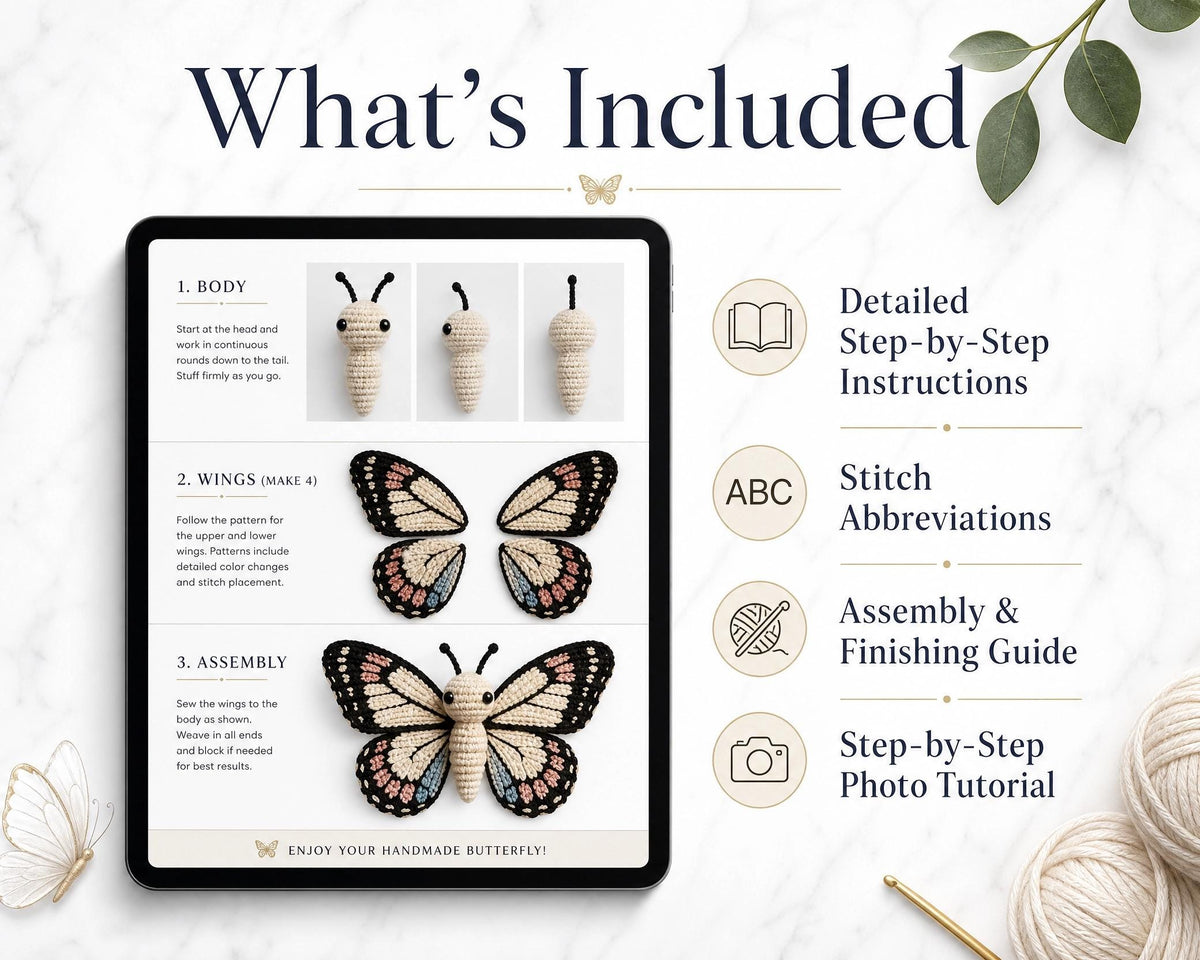 Butterfly Keychain Crochet Pattern PDF, + VIDEO , Amigurumi Butterfly, Beginner Friendly, Bag Charm, Instant Download