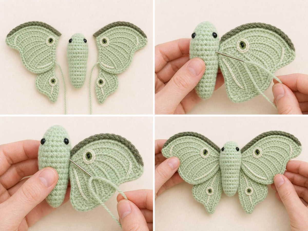 Crochet Butterfly Plush Pattern: Beginner Crochet PDF, Luna Moth Amigurumi