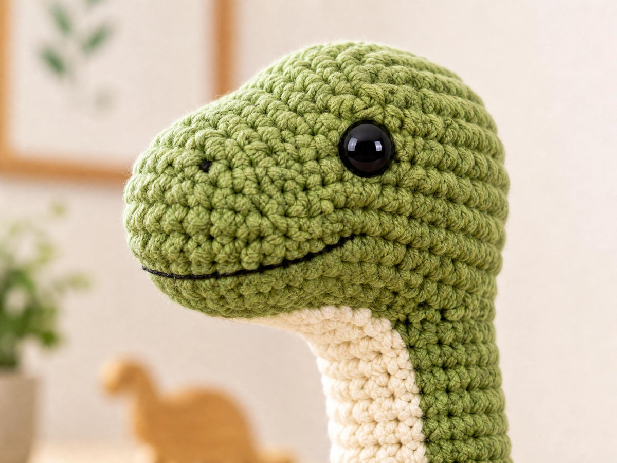 Dexter the Long-Neck Dino Crochet Pattern | Large Floor-Sized Plush PDF | Friendly Dinosaur Amigurumi | Advanced Tutorial