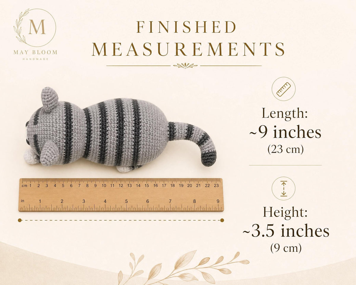 Sleeping Tabby Cat Crochet Pattern, Beginner Amigurumi Kitten PDF Toy Tutorial